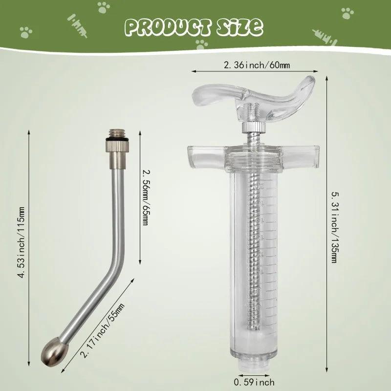 Zalaxt 2 Pcs Reusable Goats Syringe for Goat 2 Drench Nozzle Adjustable Dosage Drench Gun Syringe for Sheep (Clear 20ML)
