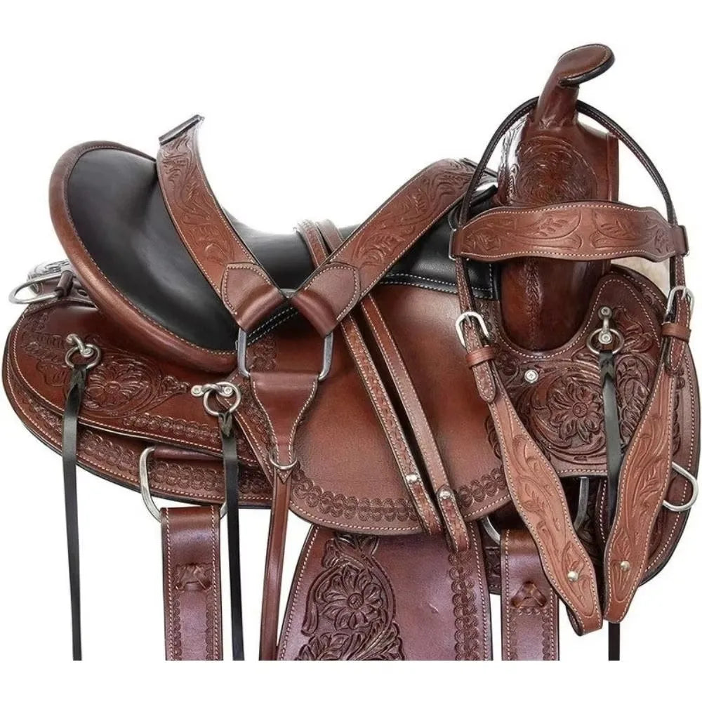 Premium Western Horse Saddle With Reinforced Tree And Breathable Seat For Cowgirl Riding Western Genuine Leather