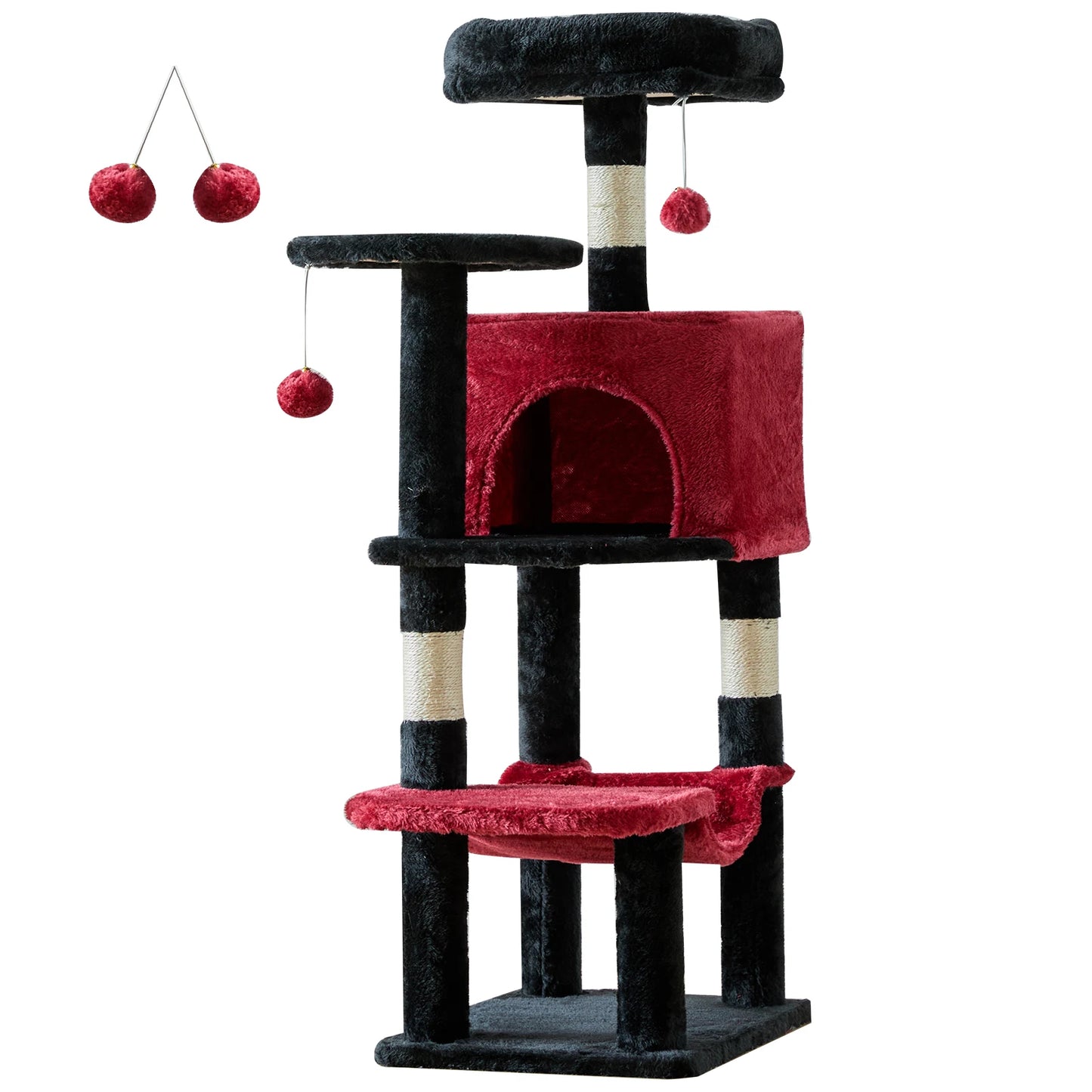 JHK 44In Cat Tree Tall Multi-Cat Climbing Tower for Pet Furniture Natural Sisal Scratching Posts Stable Pet House  for Indoor Cat