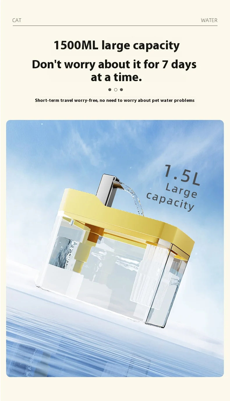 Cat Water Fountain Auto Filter Transparent  Drinker USB Anti-Dry Burning Recirculate Filtering Water Dispenser with Pump