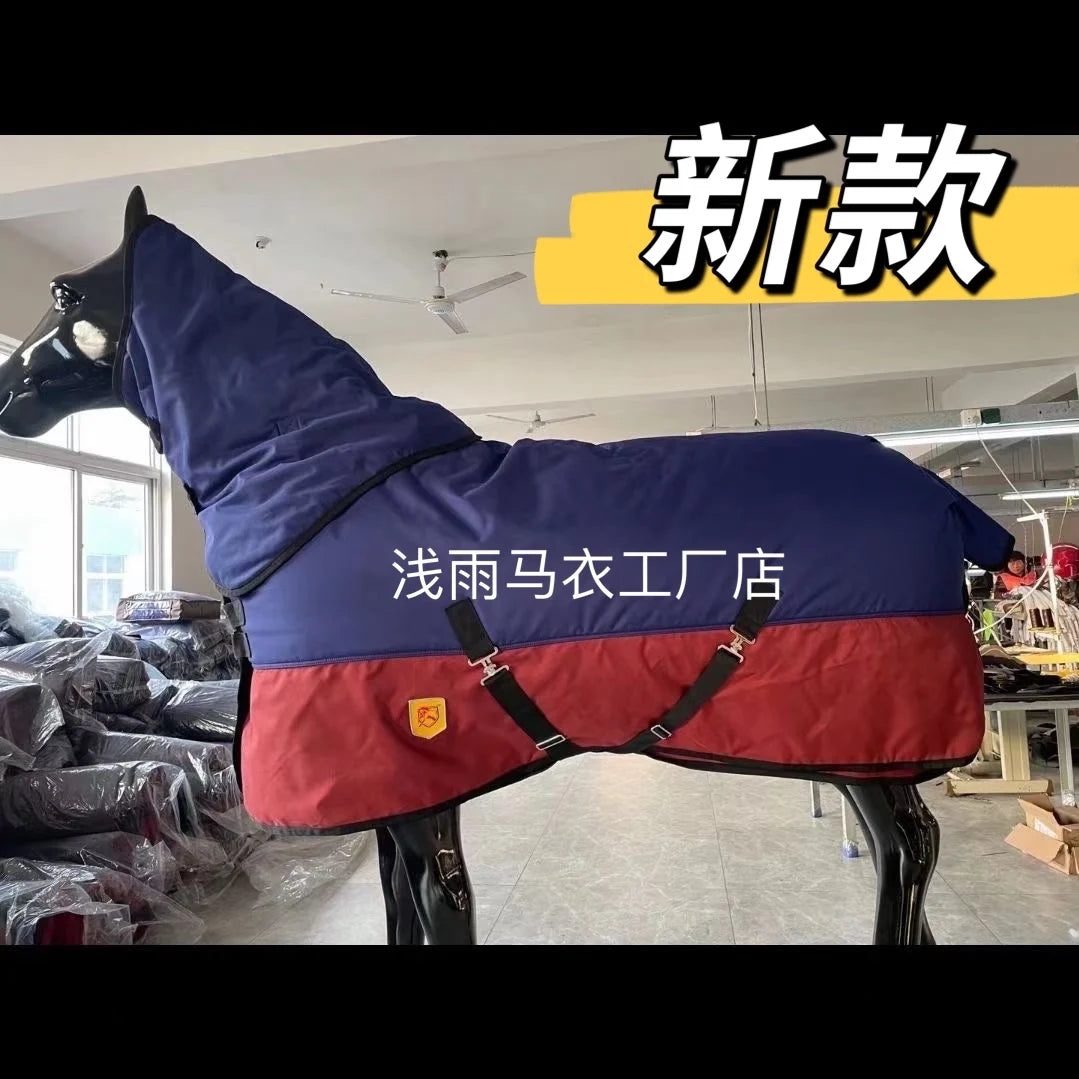Winter New Cold And Waterproof Horse Thickened Horse Suit With Scarf, Small Foal Horse Rug