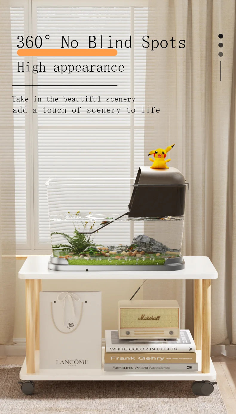 New Household Brazilian Turtle Ecological Landscape Tank Turtle Specific Feeding Tank With Tape Platform Amphibious Turtle Tanks