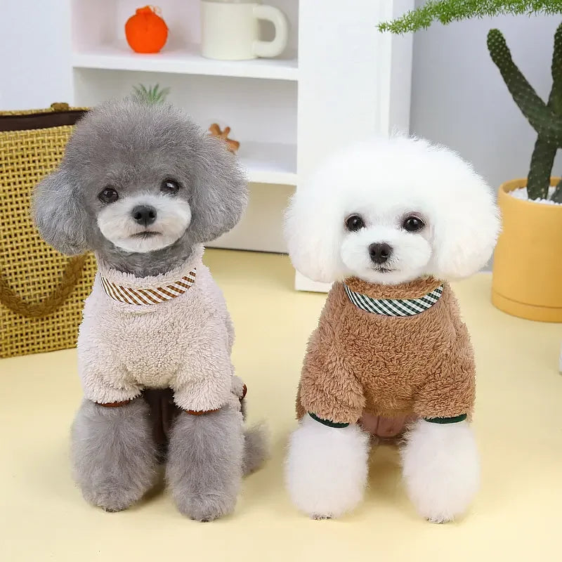 Towable Pet Jumpsuit with Buckle Winter Warm Puppy Dog Suit Clothes for Small Dogs Yorkshire Shih Tzu Overalls Clothing