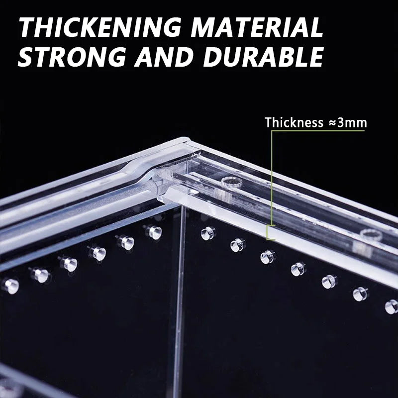 Reptile Anti-Escape Breeding Box Acrylic Transparent Breathable Amphibian Tank for Turtle Spider Lizard Snake Frog Reptiles Cage