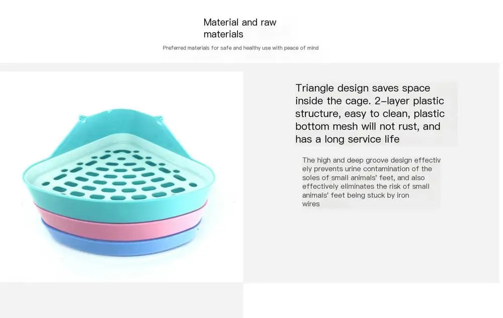 1 Bunny Litter Box Small Pet Toilet Triangle Potty Trainer Corner Litter Bedding Box For Rabbit Chinchilla Guinea Pig 24x18x11cm