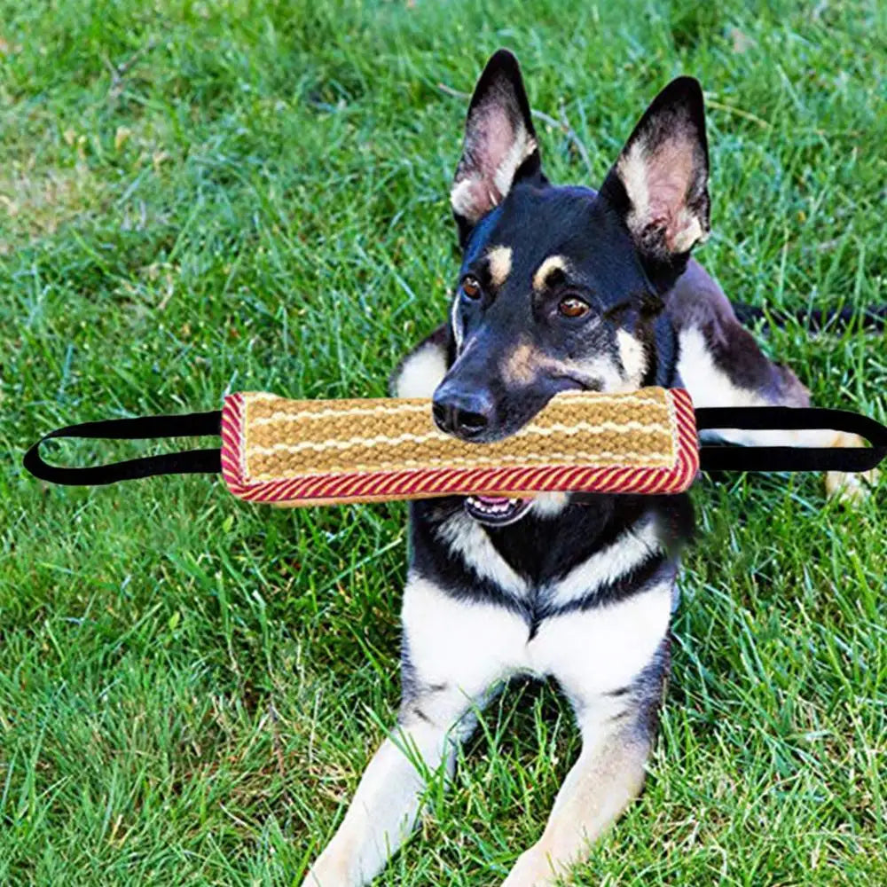 Dog Tug Toy Pet Bite Jute Tug Pillow With 2 Rope Handles Medium Large Dogs Training Toys for Malinois Pet Interactive toy