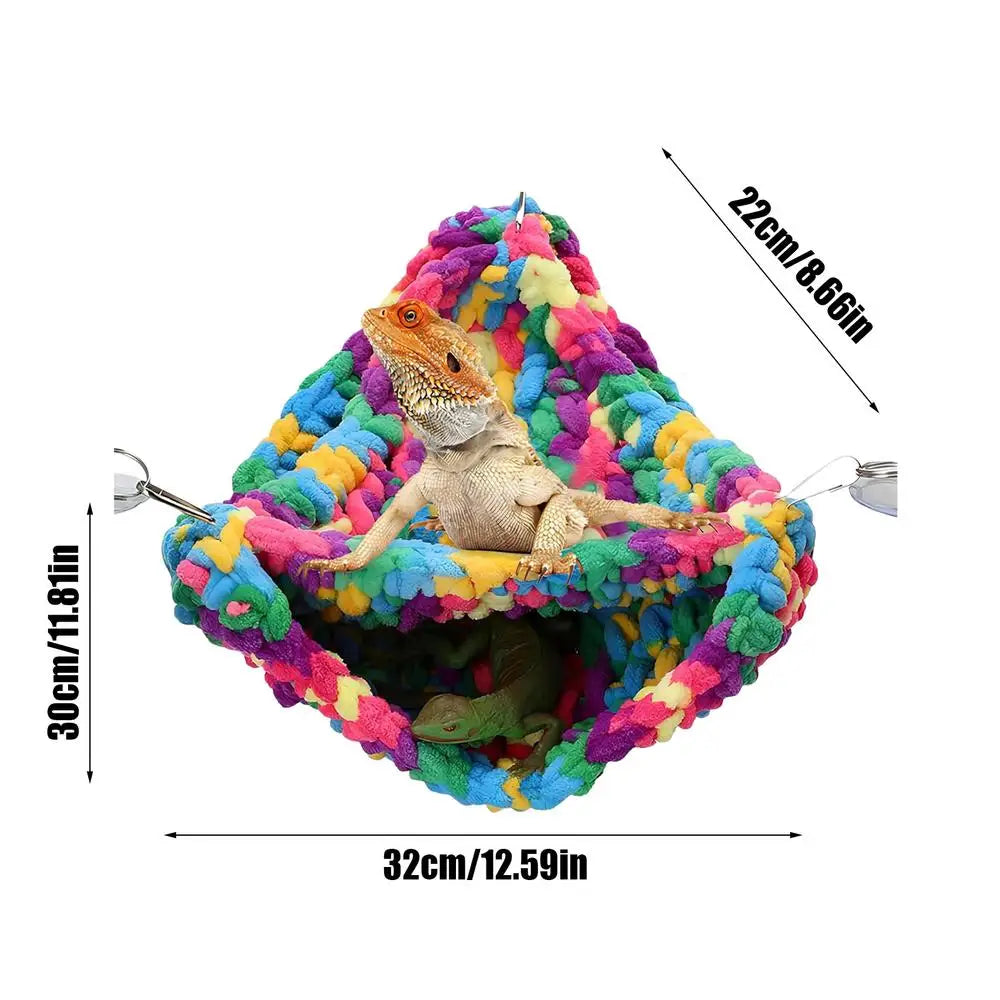 Double Layered Bearded Dragon Hammock Soft Hand-Woven Swing Bed Reptile Hammock For Lizards Chameleons Parrots Geckos