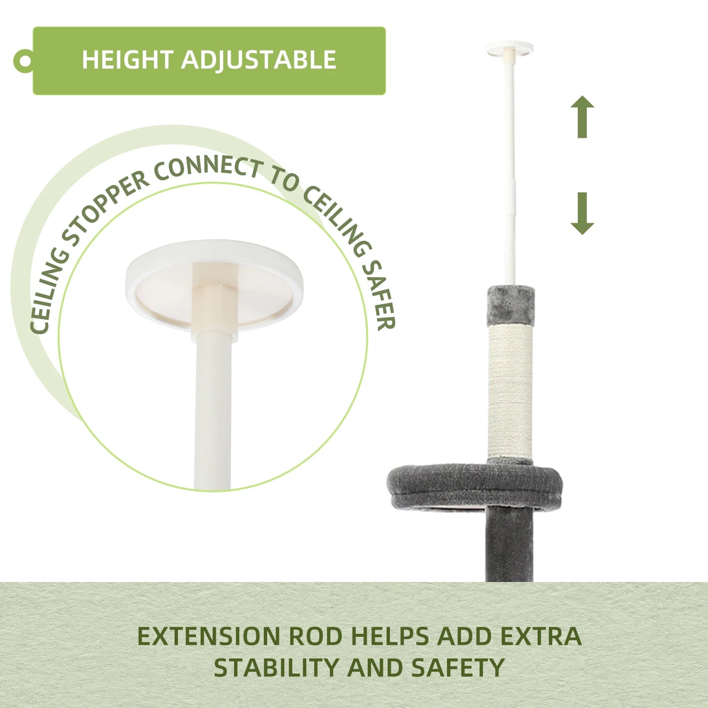 Adjustable Floor-to-Ceiling Vertical Cat Tree Tower Stable Tall Cat Climbing Tree Cat Kittens Cat Toy Suitable for Indoor Cats