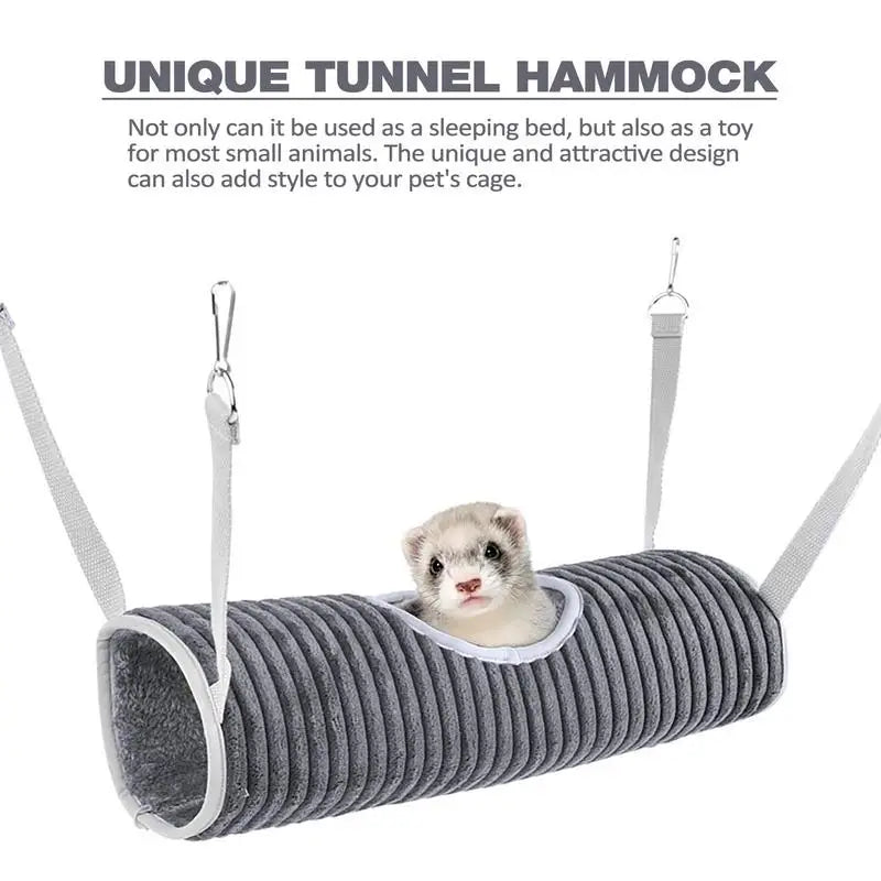 Ferret Hammock For Cage Small Animal Sleeping Bed Tunnel Hammock Small Pet Hammock Bed With Hooks & Ropes For Ferrets Hamsters