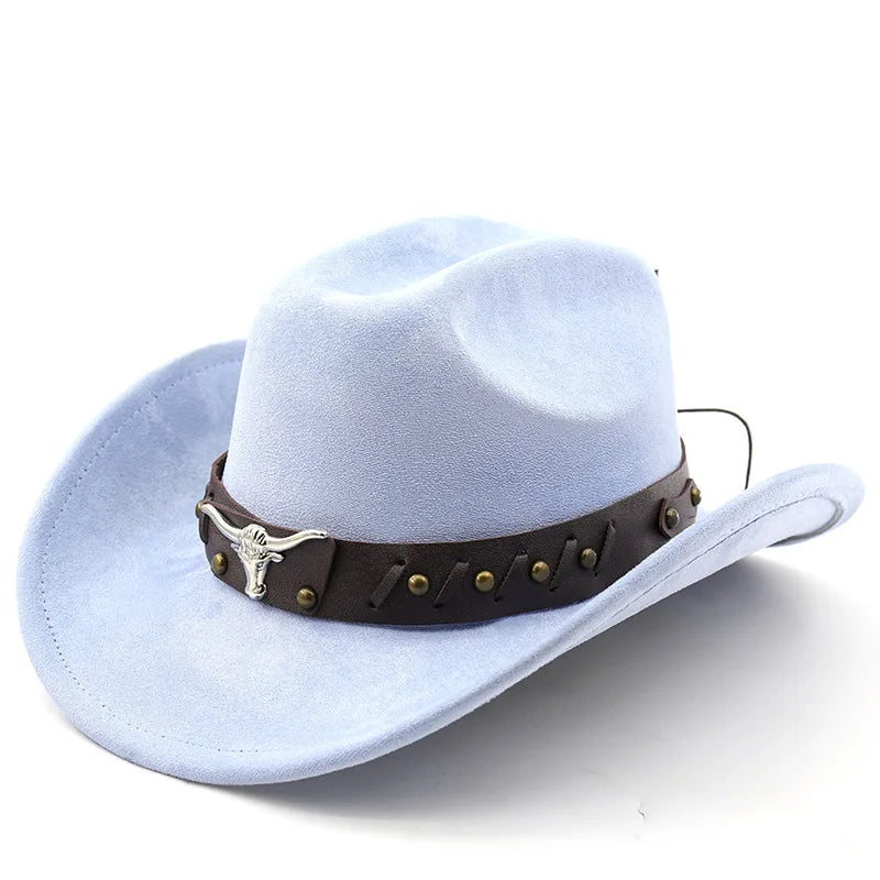 New Western Cowboy Hats Vintage Roll Brim Gentleman Cowgirl Jazz Hat Holidays Party Cosplay Hat