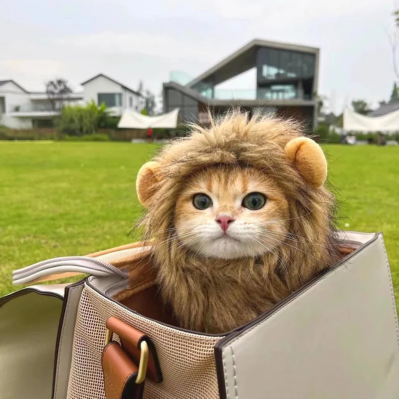 Cat Cosplay Dress Up Pet Hat Lion Mane for Cat Puppy Lion Wig Costume Party Decoration Halloween Christmas Cat Pet Supplies