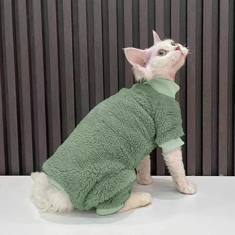 Hairless Cat Clothes Thickened Four-legged Sphynx Cat Autumn and Winter Clothes Devon Rex Clothes Kitten Clothes