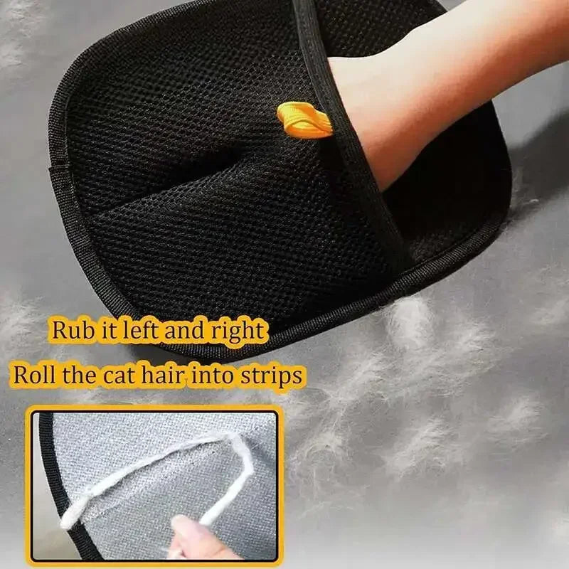 Pet Hair Removal Set Tool Reusable Static Removal Gloves Double-Sided Grooming Gloves Remove Dog Cat Hair Carpets Sofa Cleaner