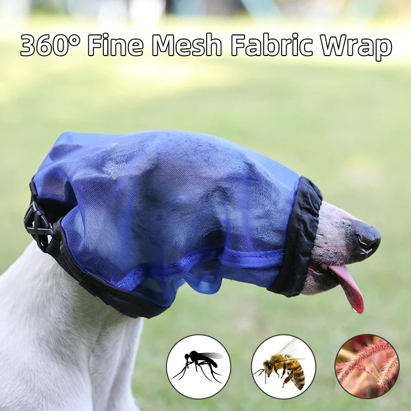 Anti-Mosquito Dog Muzzle Adjustable Breathable Bite-Resistant Pet Mask Outdoor Walking Training Comfortable Durable Safe Play