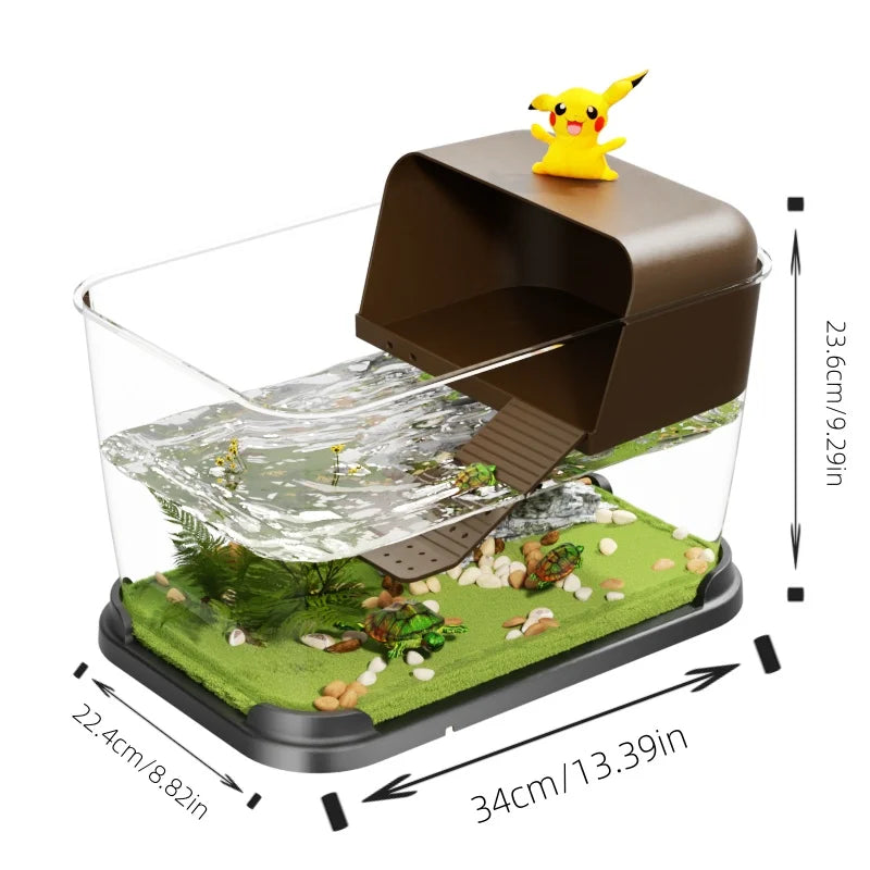 New Household Brazilian Turtle Ecological Landscape Tank Turtle Specific Feeding Tank With Tape Platform Amphibious Turtle Tanks