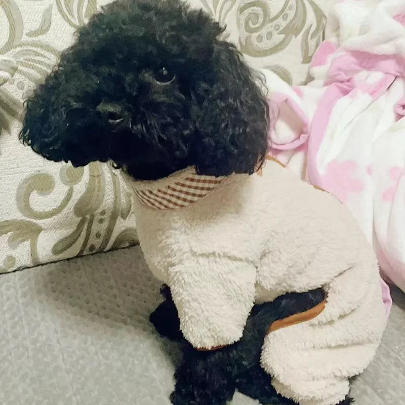 Towable Pet Jumpsuit with Buckle Winter Warm Puppy Dog Suit Clothes for Small Dogs Yorkshire Shih Tzu Overalls Clothing