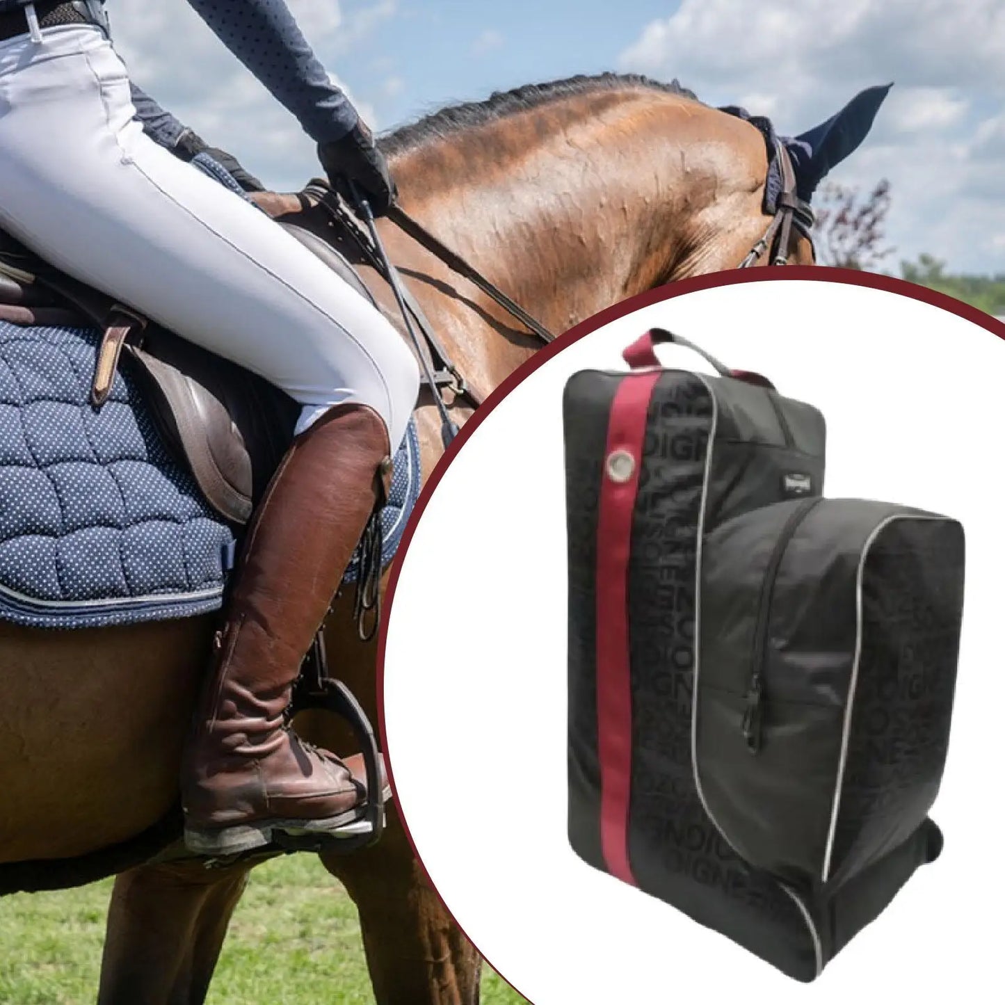 Carry Pouch Oxford Equestrian Pack Equipment Horse Riding Tall Boot Bag for Trip Knight Boots Shoes Protect Rider Boots for Shows