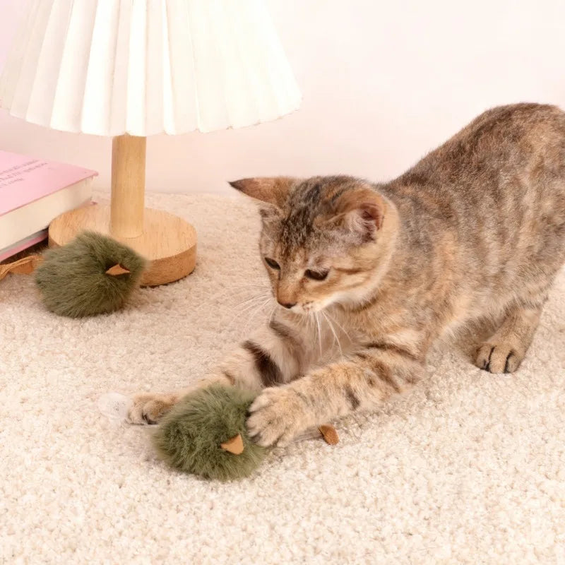 Interactive Plush Mouse Cat Chew Toy Simulated Squeaking Mice Bite-resistant Kitten Toy Kitten Biting Running Rat Toy Pet Supply