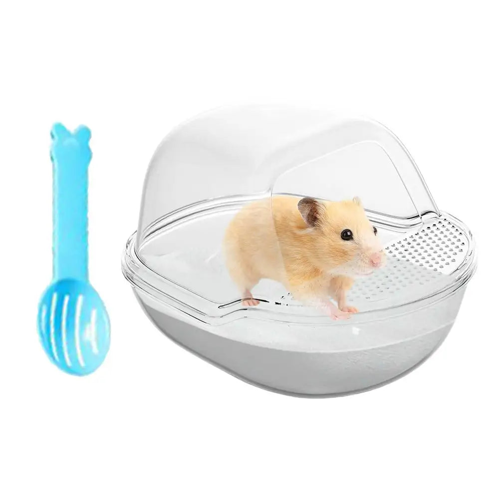 Hamster Sand Box Transparent Shower Room For Gerbil Large Transparent Hamster Toilet With Scoop Set Small Animals Cage