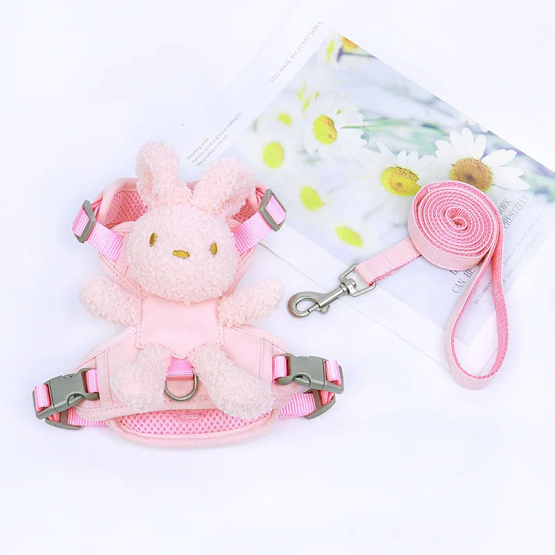 Monochromatic Pet Vest, Harness and Leash Set, Pocket Bear, Clothes for Chihuahua, Yorkie, Walking, Training, Cat, Dog Chain