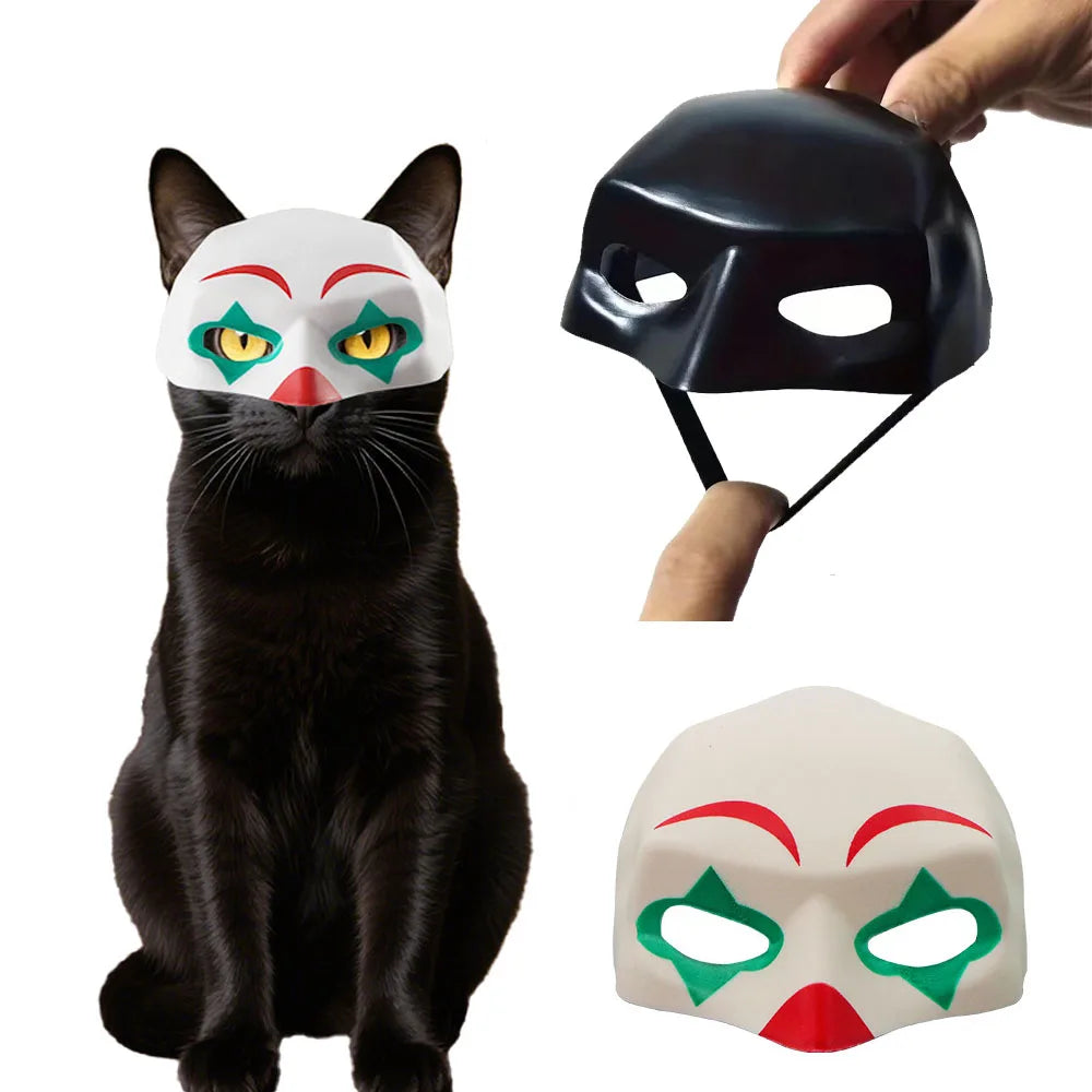 Halloween Cat Mask, Bat Cosplay Clown Pet Costume for Parties, Spooky Masquerade Prop, Stylish Black Half Face Mask Cat Accessory