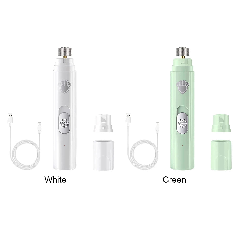 Electric Dog Nail Grinder USB Rechargeable LED Light Pet Nail Clipper Painless 2-Speed with Polisher Wheel for Pet Paws Grooming