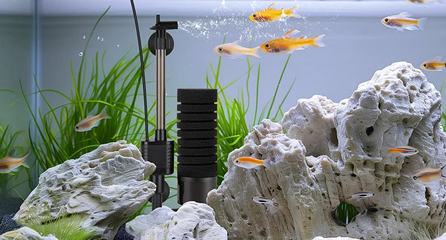 USB Small Aquarium Filter, Single Sponge Filter, with Suction Cup or Adjustable Hanging Clip, Dual Purpose Fish Bowl Tank Filter