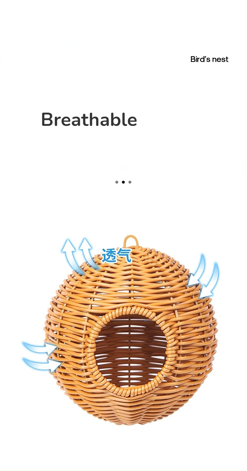 Bird Nest Fake Grass Handwoven Bird Cage House Parrot Canary Lovebird Parakeet Cockatiel Hatching Bird Hut