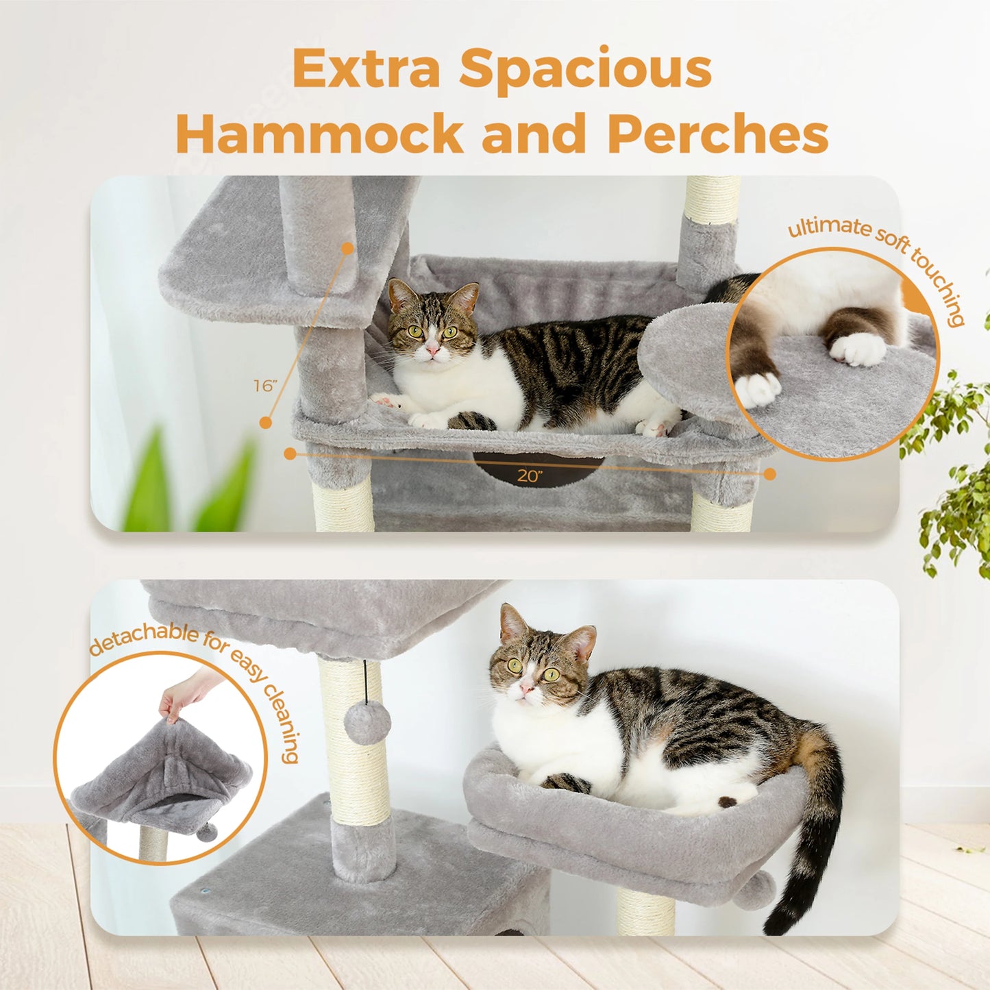Large Cat Tree Tall Cat Tower for Indoor Cats Multi-Level Plush Cat Condo with Scratching Posts Scratching  Posts  Perches Caves