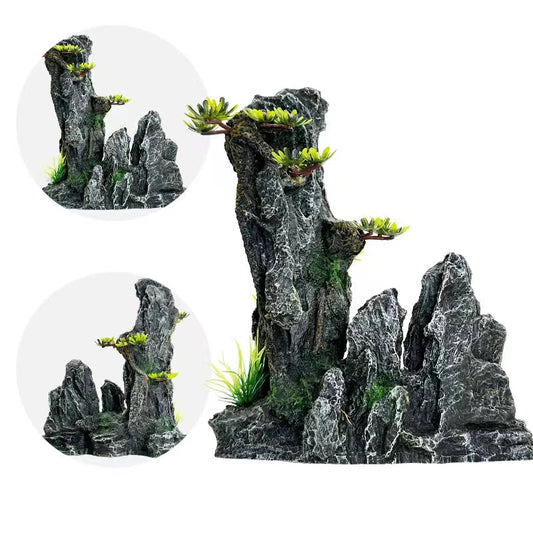 Resin Aquarium Rockery Mountain Decoration Artificial View Rock Cave Stone Tree Fish Tank Ornament Aquarium Decor Home New