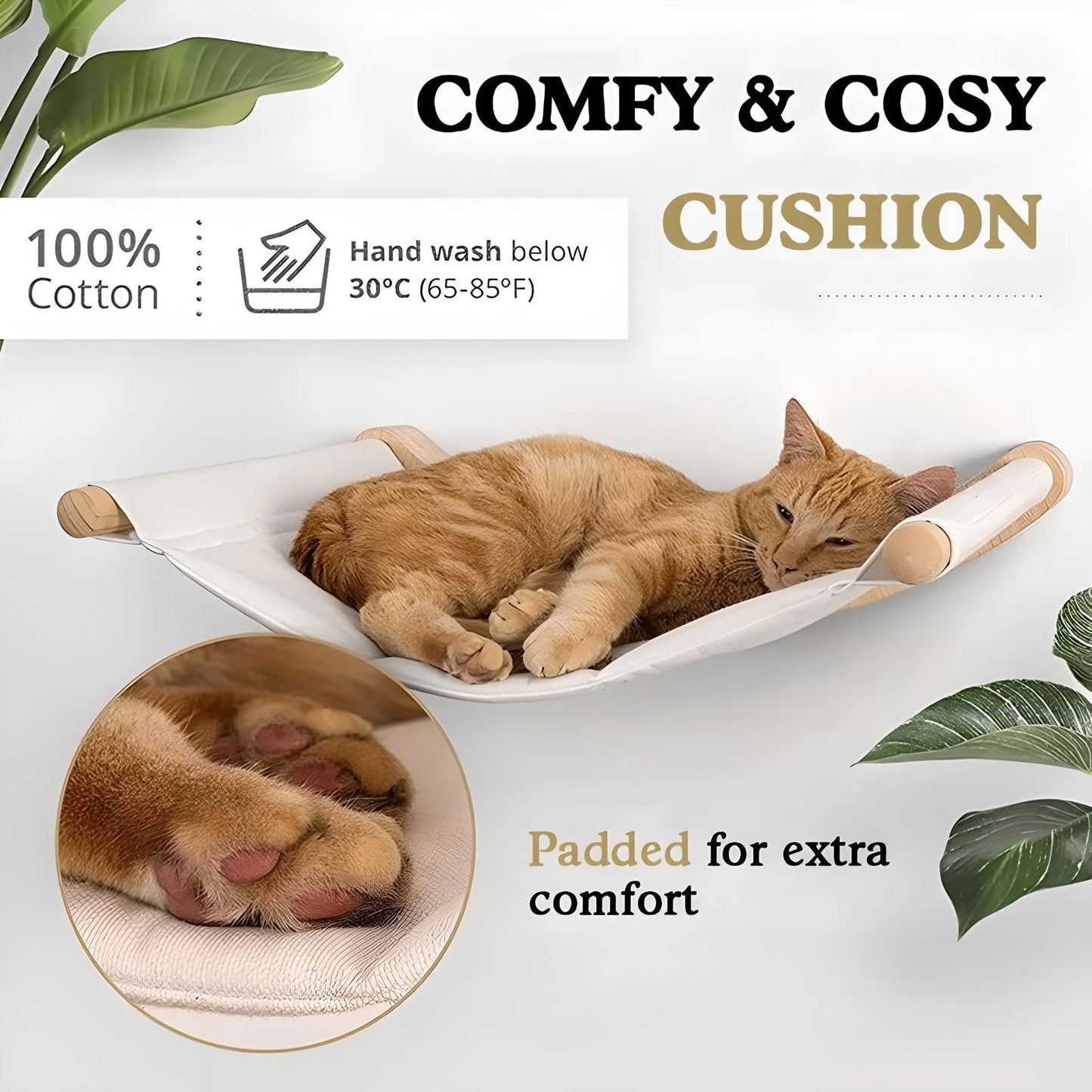 Cat Hammock Wall Mounted Cat Shelf With Two Steps - Cat Wall Shelves And Perches For Sleeping, Playing, Climbing, And Lounging -Sleeping, Playing, Climbing, And Lounging -