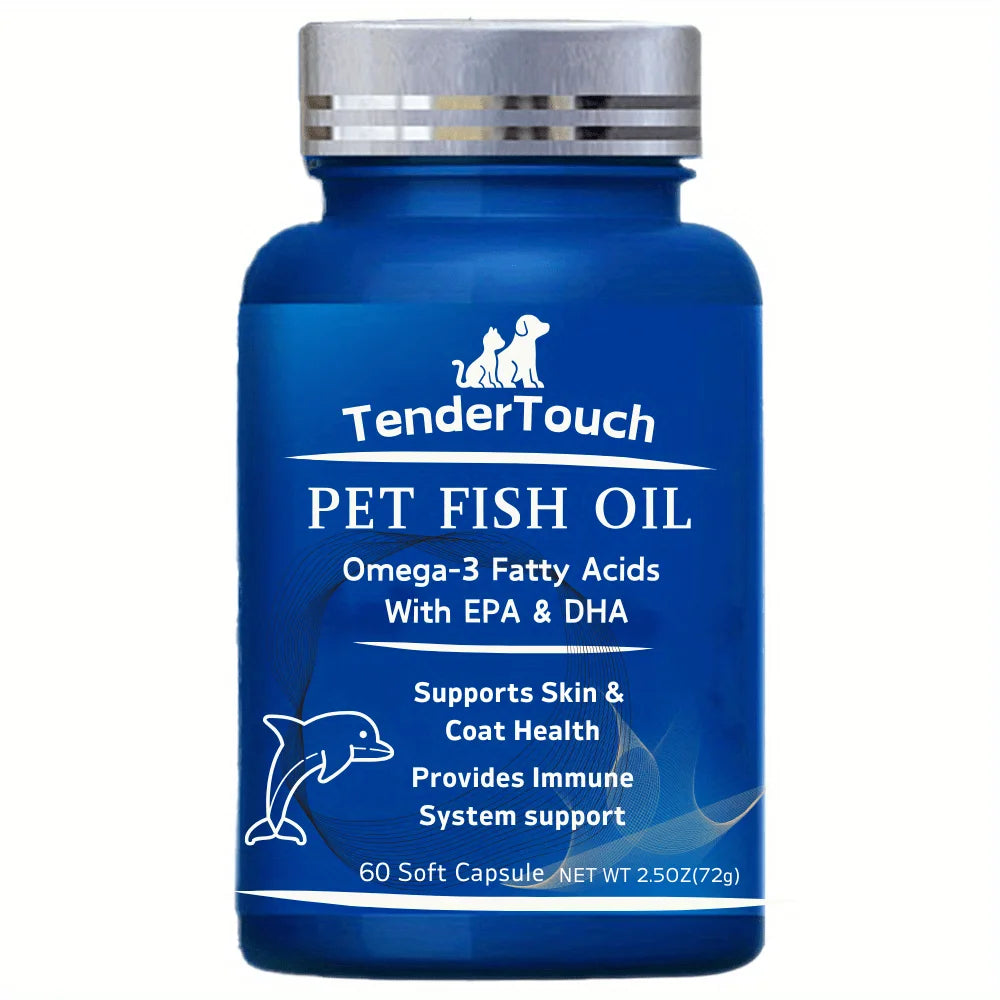 60 Capsules Amazing Omega 3 Fish Oil for Dogs and Cats - Omega 3 Shedding and Skin Health For Dry Skin