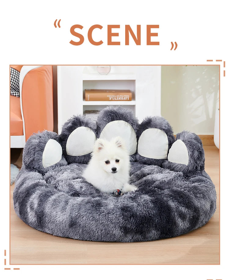 Cozy Comfy Pet Dog Bed Paw Shape Warm Dog Bed Cushion for Your Furry Friend Fluffy Dog Bed Cat Mat Deep Sleeping Warm