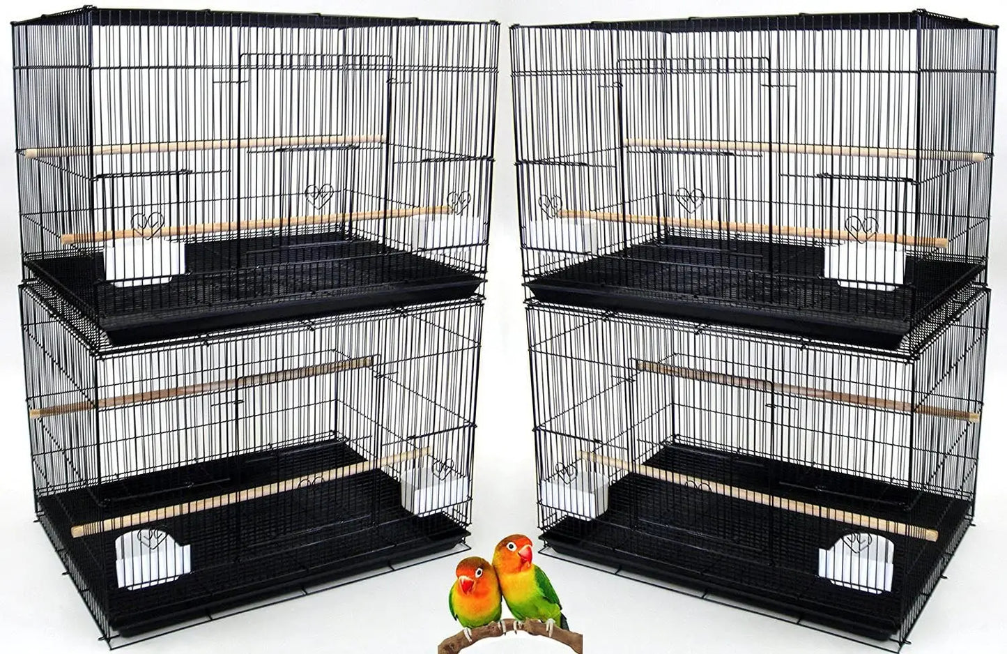 Lot of Breeding Flight Bird Cages for Aviaries Canaries Budgies Finches Lovebirds Parakeet (30"x18"x18" Black)