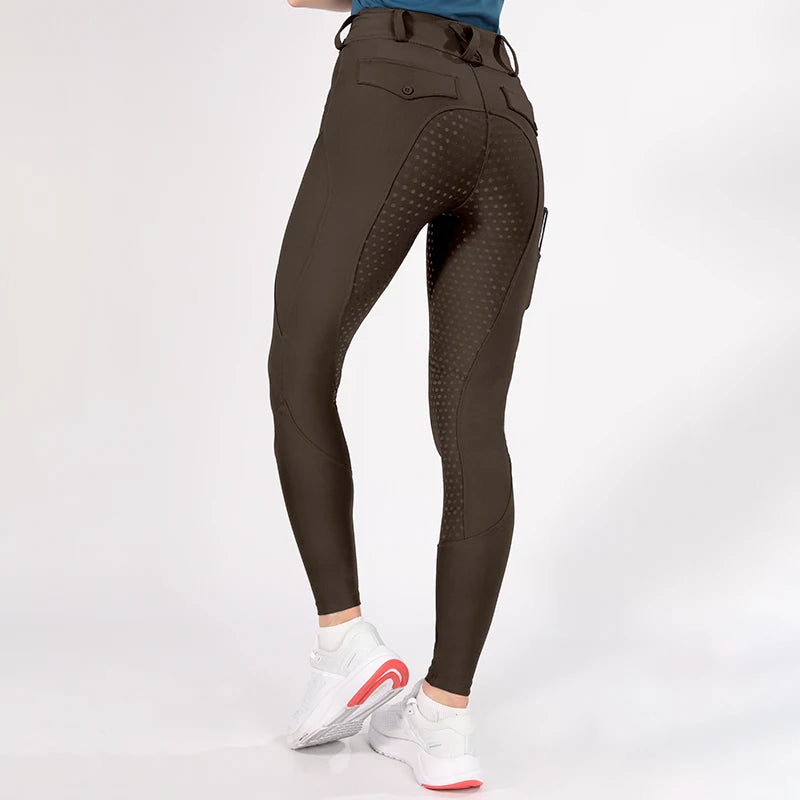 MXLLINA White Horse Riding Pants Women Equestrian Breeches Full Seat Silicone Competition Leggings Anti-pilling Sports Tights