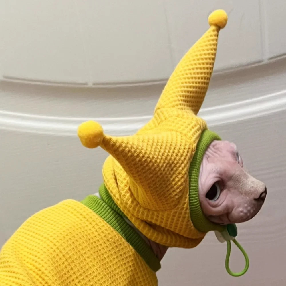 Winter Warm Hat for Sphynx Cat Adjustable Waffle Cold-proof Cap for Cats Cute Christmas Fleece Hat for Kittens Dogs Cat Supplies