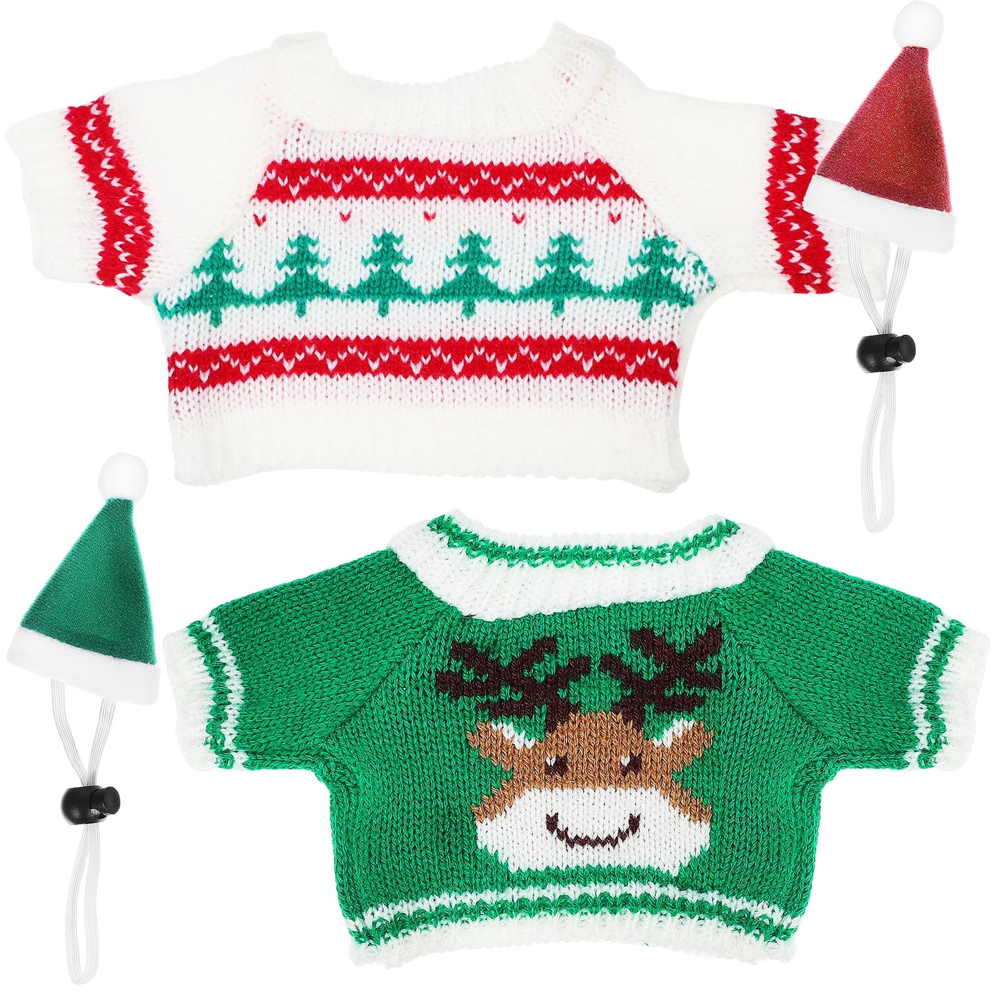 1Set Soft Small Pet Christmas Outfit Hat Sweater Costume Winter Clothes for Guinea Pig Bunny Hamster Rabbit Clothes