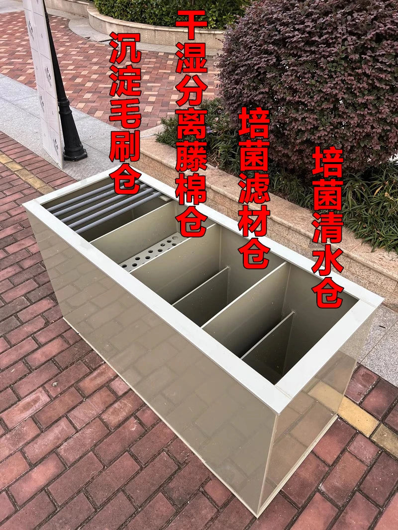 XYY large koi fish tank ultra-white glass ornamental fish pond with dry and wet separation fish box