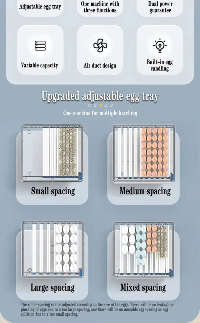 Intelligent Egg Incubator 6/9/12/15/24/36/48/56/64/98/120/128/152/176/192 Eggs for Ostrich Chicken Duck and other Birds