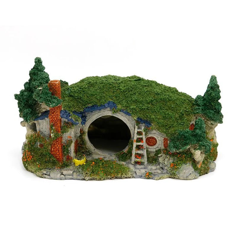 Ruiqi Aquarium Creative Landscaping Resin Hobbit House Dodging Fish Tank Decoration