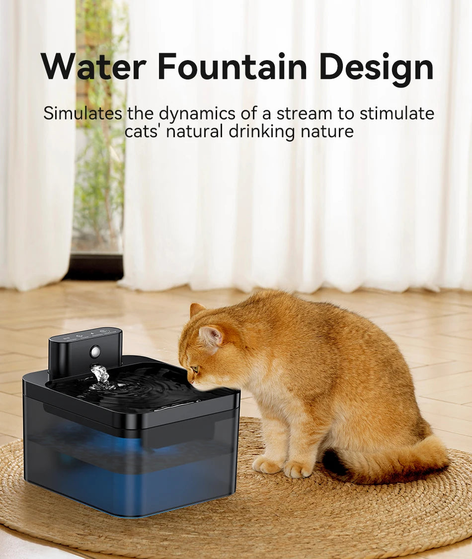 ROJECO Wireless Automatic Cat Water Fountain 2600mAh Pet Water Dispenser For Dog Cat Infrared Sensor Smart Pet Drinker Fountain