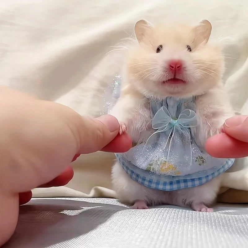 Lovely Handmade Mini Dress Princess Skirt Bow Coat for Small Pets Soft Coat for Ferrets Hamsters Guinea Pigs