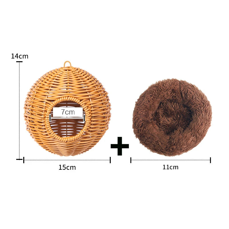 Bird Nest Fake Grass Handwoven Bird Cage House Parrot Canary Lovebird Parakeet Cockatiel Hatching Bird Hut