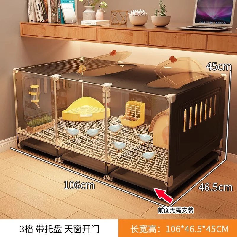 Large Quail Cage with 2-Tier Wire Floor & Droppings Tray, Ventilated Chicken Coop Foldable Breeding Box Educational Kids Project