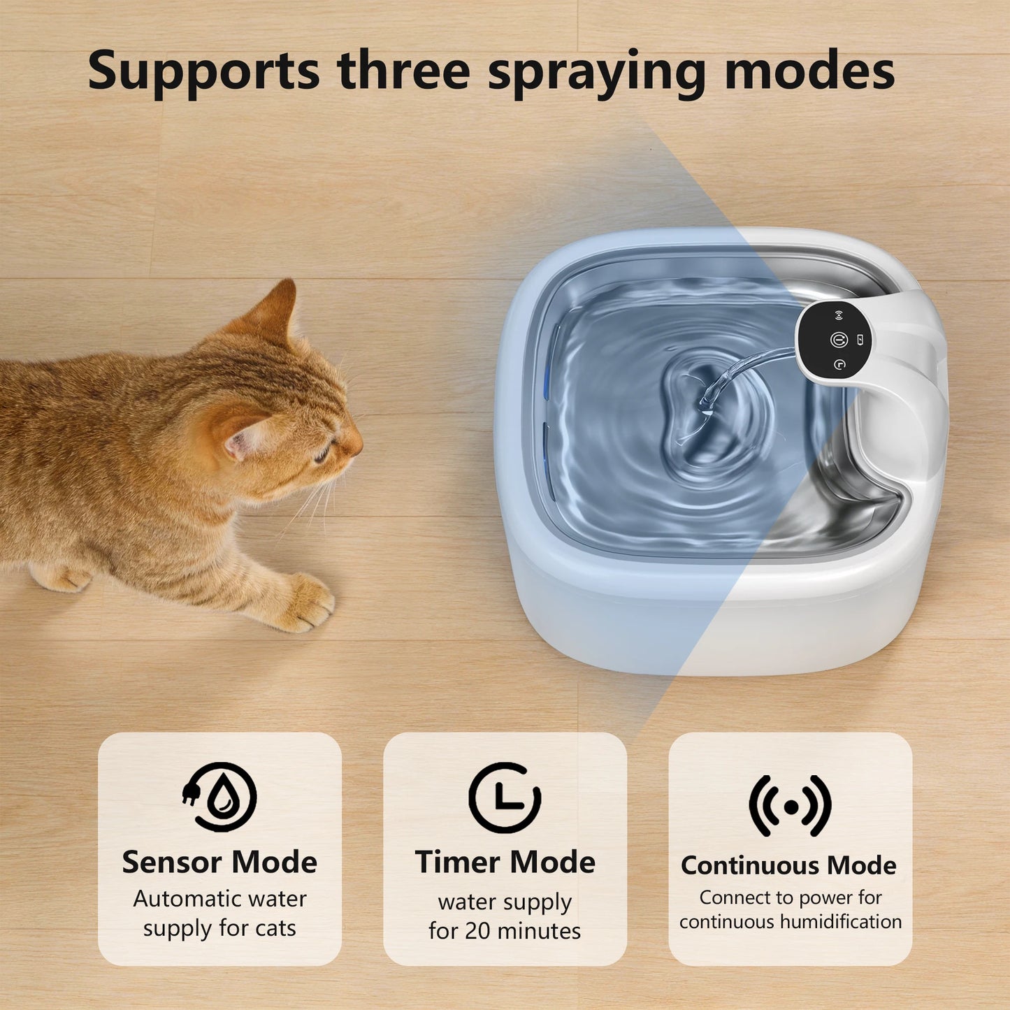 3.5L Cat Water Fountain Wireless Pet Water Dispenser With Stainless Steel Pallet 4000mAh Battery Motion-Sensing Water Dispensing Filter is available separately