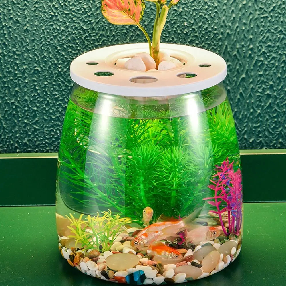 Miniature Landscape Transparent Small Clear Fish Tank Plastic Shatterproof Turtle Aquarium With Lid Goldfish Tank Home Decor