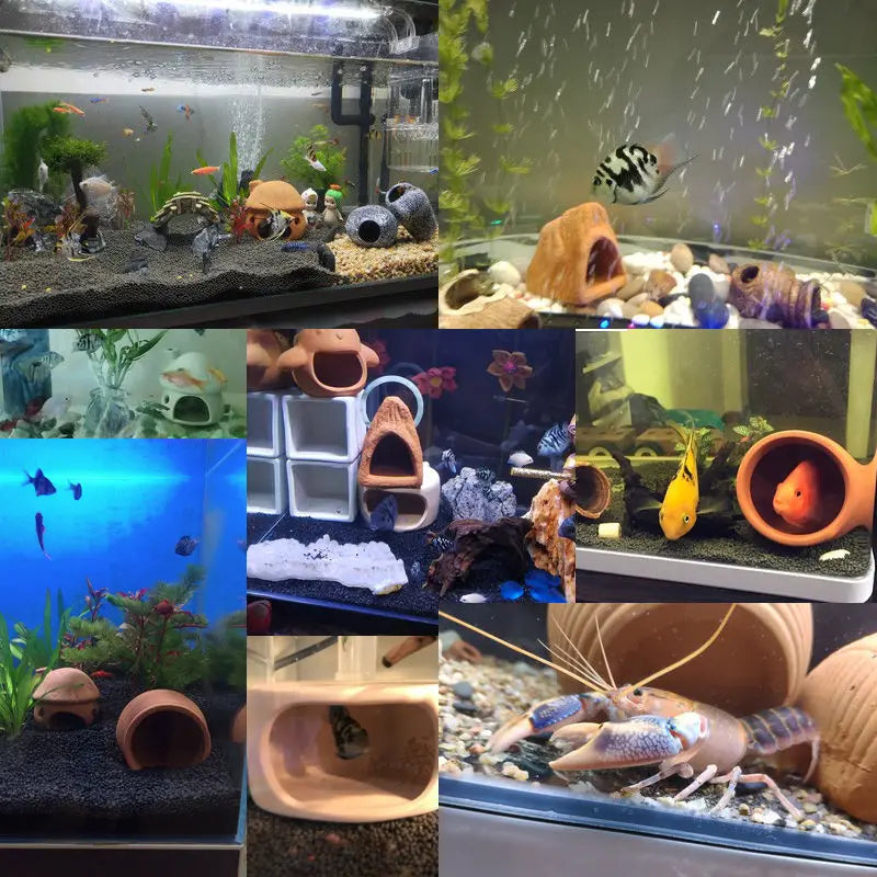Clay Aquarium Decoration Fish Shrimp Play Hiding Cave Shelter Betta Fish Hideaway Breeding Container Fish Tank Accessories