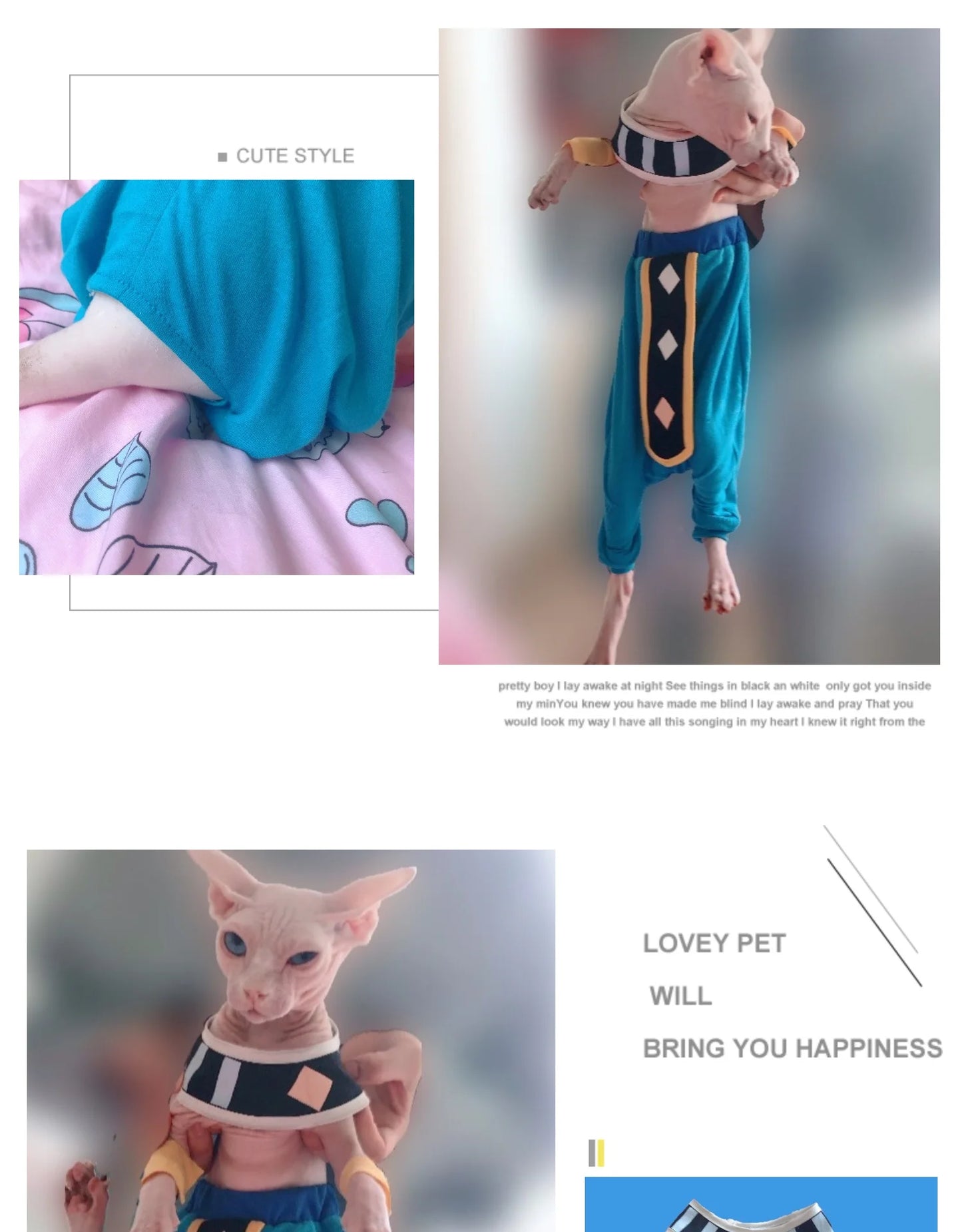 Handmade Sphinx Cosplay Cat Costumes Hairless Cat Clothes Cats Costumes Crotch-Proof Trousers Cat Clothes