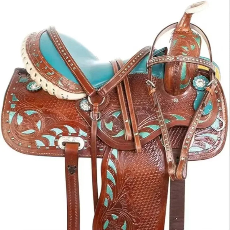 High-quality Western Leather Saddle, comfortable and suitable for long riding, hand-designed
