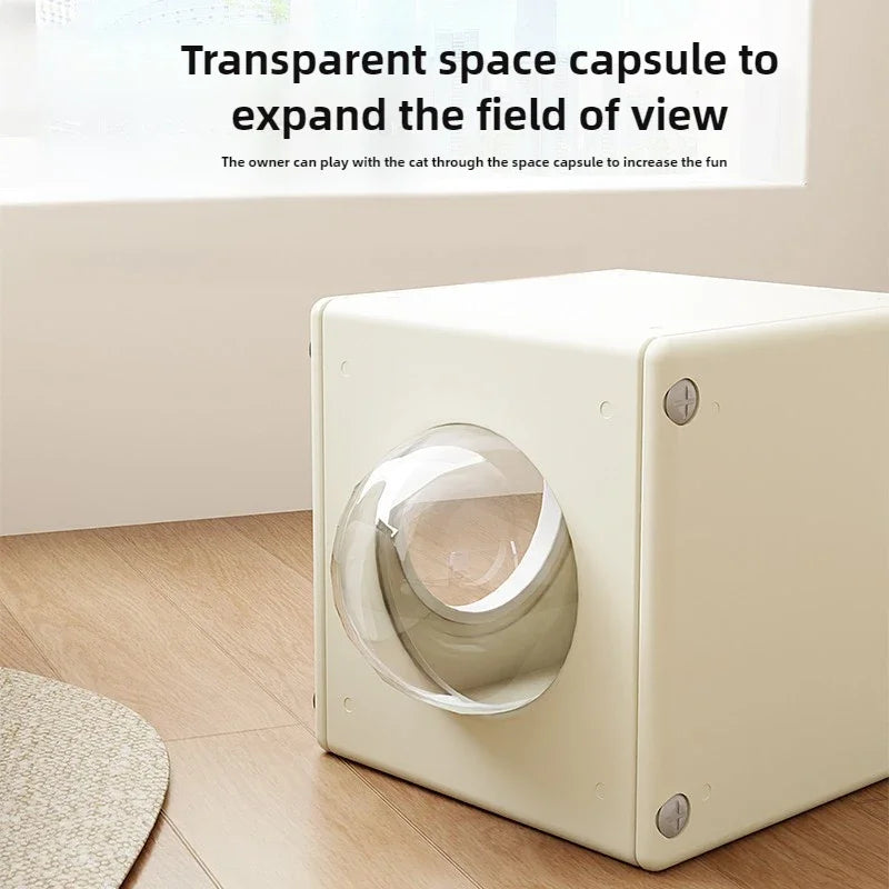 Resin Cat Tunnel, Transparent Space Capsule Cat Modular Durable Hideaway Bed   Coffee Table Side Cabinet for Pets